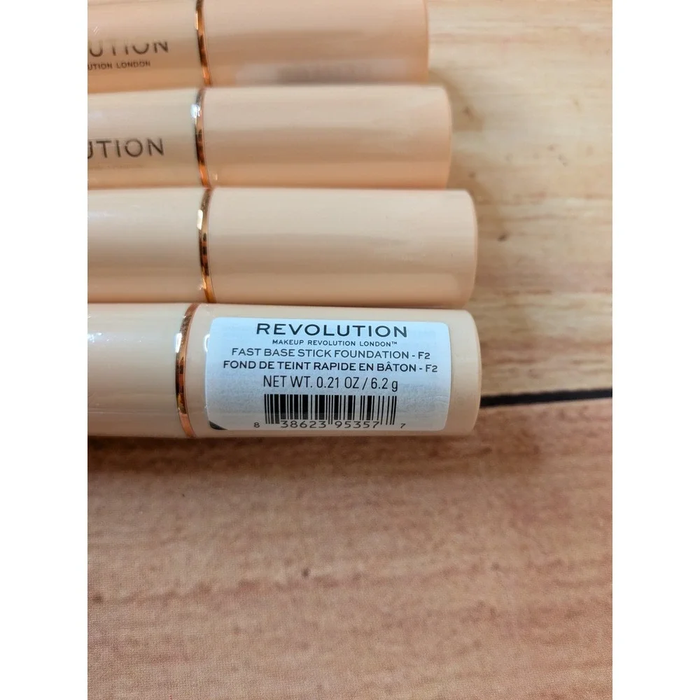 4 PK Revolution Foundation Fast Base Stick F2 Creamy Blendable Stick 6.2g